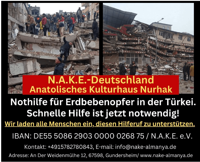 Nothilfe für Erdbebenopfer in der Türkei
